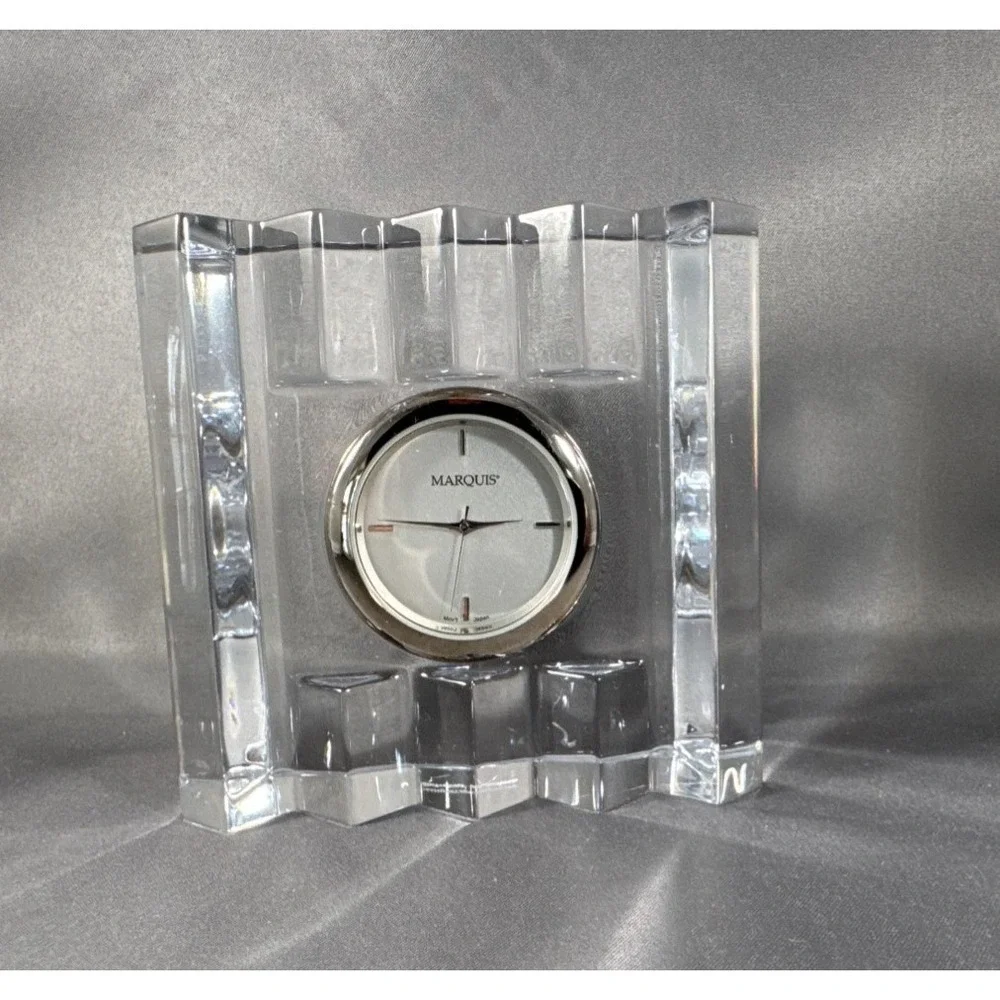 Marquis by Waterford Square Crystal Desk Clock Japan‎ Movement